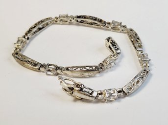 Vintage Sterling Silver Stud Chain Link Bracelet