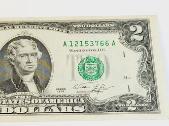 $2 Dollar Crisp Uncirculated Bill 1976 Bicentennial Federal Reserve Note