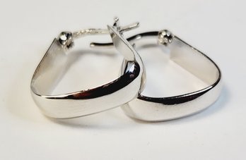 Shinny Sterling Silver Square Hoop Earrings