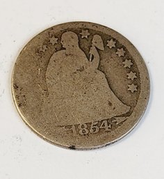 1854 Seated Liberty SILVER Dime  (170 Years Old) With Arrows At Date