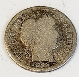 1892 Barber Silver Dime (first Year Of Issue)