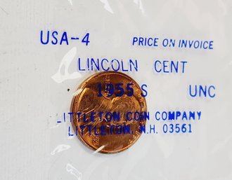 1955-s Lincoln Cent Sealed From Littleton Mint