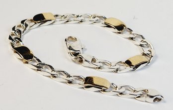 Tiffany & Co  Sterling Silver 18k Gold Cuban Link Chain Bracelet