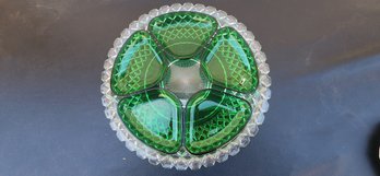 Vintage Green Glass Vegetable Serving Platter