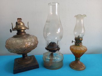 Oil Lamps Lot Of 3