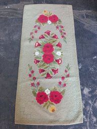 Hand Made Red Floral Throw Rug #1