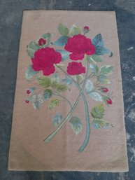 Hand Made Red Floral Throw Rug #2