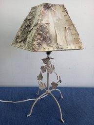 Iron Leaf Table Lamp With Bark Like Shade