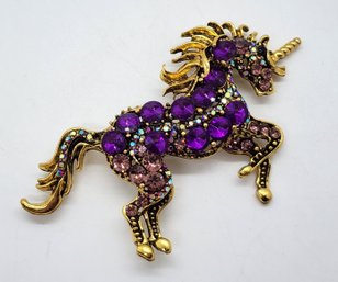 Beautiful Purple Unicorn Brooch