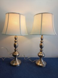 Pair Of Metal Based Table Lamps