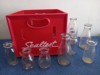 Glass Milk Bottles And Sealtest Crate