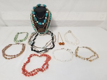 Large Selection Of 19 Ladies Beaded & Baubles Necklaces