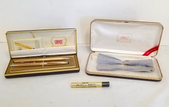 Original Vintage Cross 1975 14K Gold-filled Pen & Pencil Set In Case - Includes Additional Case Also