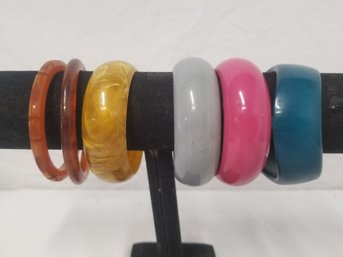 Six Women's Solid Color Bangle Bracelets