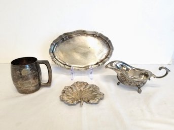 Lot Of Four Vintage Silver Plated Home Decor Items