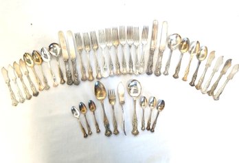 Mixed Lot Of Antique Silverplated Flatware 'berry Grapes Design' 1847 By Rogers Bros.