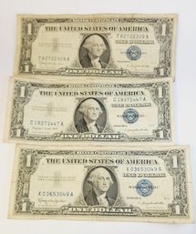 3  -  1957 $1  Blue Seal Silver Certificates