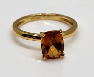 Madeira Citrine Ring In Yellow Gold Over Sterling