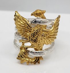 Bali, Yellow Gold Over Sterling & Sterling Phoenix Ring