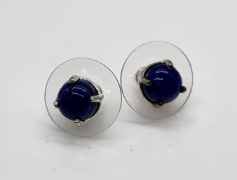Lapis Lazuli Stud Earrings In Sterling Silver