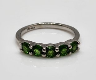 Chrome Diopside 5 Stone Ring In Platinum Over Sterling