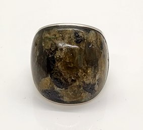Grey Labradorite, Rhodium Over Sterling Ring