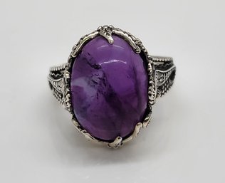 African Amethyst Ring In Sterling