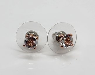 Brazilian Petalite Stud Earrings In 14k Rose Gold Over Sterling