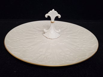 Lenox Porcelain Chateau Sculpted Center Handled Server - Tidbit, Appetizer, Dessert Tray Plate