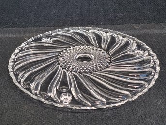 Vintage 12' Clear Crystal Glass Footed Cake Plate