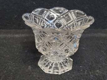 Vintage Cut Crystal Small Footed Vase / Candy Dish