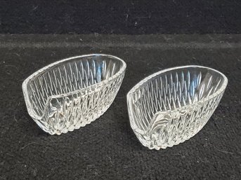 Two Vintage Princess House Royal Highlight Lead Crystal Flatware Rests Holders