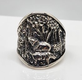 Bali, Sterling Silver Elephant & Tree Ring