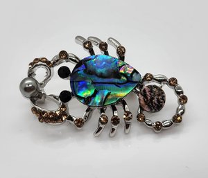 Abalone Shell, Multi-Gemstone Scorpion Brooch