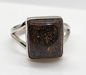 Natural Boulder Opal Ring In Sterling Silver