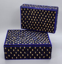 2 Blue Beaded Nesting Boxes