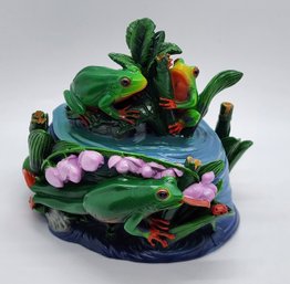 Hand Painted Resin Tree Frog Trinket Box