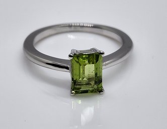 Peridot, Rhodium Over Sterling Ring