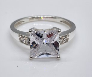 Faux White Diamond Ring In Sterling