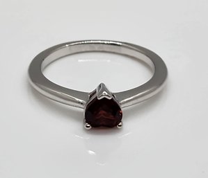 Red Heart Garnet, Rhodium Over Sterling Ring