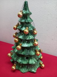 Ceramic Christmas Tree Figurines With Bulbs