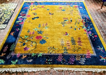 Art Deco /Antique Chinese Goldenrod Rug