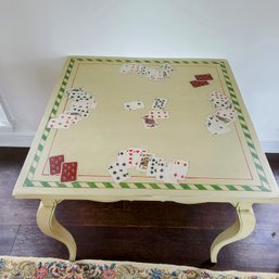 Vintage Hand Painted Card Table With Painted Playing Card Motif Details