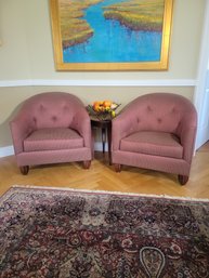 HBF Accent Chair Pair.  Finished In Cabernet With Gold Accents.