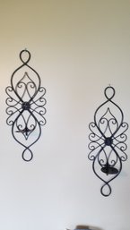 Black Wall Scroll Candle Holders