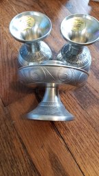 Pewter Goblets And Candleholder