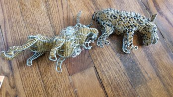 South African Hand Beaded Animals (Lion And Rhino)