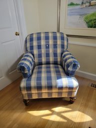 Accent Chair Finished In Plaid.  Hints Of Green.
