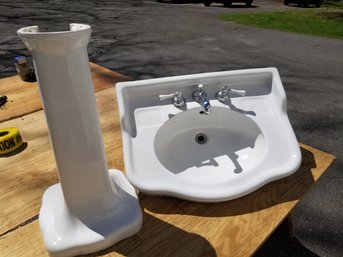 Porcelain Pedestal Sink Used