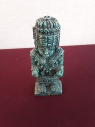 Aztec Warrior Stone Figure